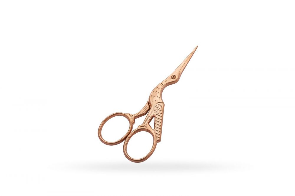 Embroidery scissors, sand-blasted rose-gold Stork - OMNIA Line